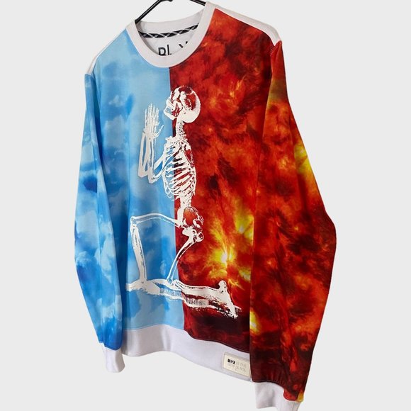 Rocawear Praying Skeleton Crewneck Mens Medium White Graphic Pullover Sweatshirt - Picture 2 of 12